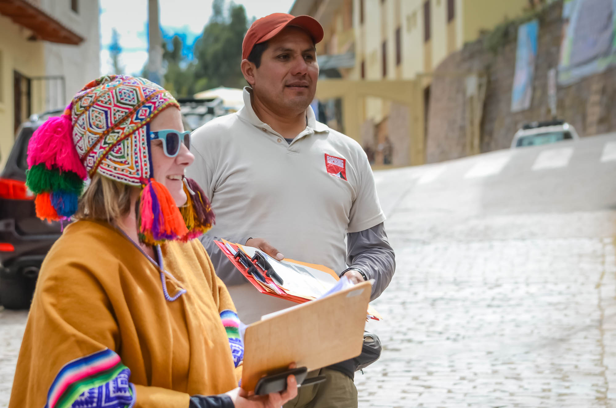 Co-founder Katy Shorthouse and guide Aldo Sanchez managing one of our private Peru tours