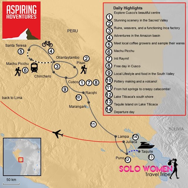 Route map for the SWTT Peru trip