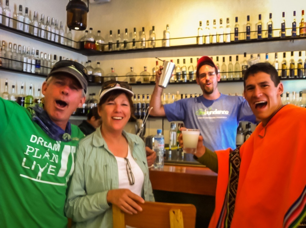 Making pisco sours during the Amazing Race
